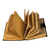 Open Red Dragon Premium Leather Journal lying flat deckle edge pages  and embossed leather cover details.