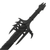 Detailed close-up view of Sauron's Sword hilt highlighting curved spikes and dark fantasy craftwork.