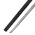 Close-up of a dark polished carbon steel katana blade showing its sleek finish and sharp edge.