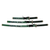 Three Japanese-style swords with green dragon-decorated scabbards, black wrapped handles, and metallic guards arranged horizontally on a white background.
