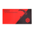 Red-and-black RWBY Crescent Rose replica box with a diagonal curved-bladed scythe illustration and red rose emblem.