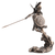 Greek Goddess Athena statue holding a spear extended to the side and a detailed round shield, featuring an ornate sculptural base.