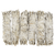 A row of six dried white sage smudge sticks, each approximately 5 inches long. The bundles consist of silvery-green leaves tightly bound with thin white string, arranged vertically against a plain white background.