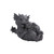 Cute statue of a larger smiling dragon cuddling with a smaller dragon, both with a textured gray stone-textured scales.