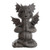 Decorative gray dragon statue in a seated yoga pose with hands in prayer, featuring textured scales, expressive eyes, and bat-like wings.