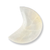 White selenite moon bowl with a smooth, crescent-shaped design and a translucent, pearly finish, ideal for crystal displays and charging.