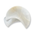Angled view of a white selenite moon bowl featuring a curved crescent shape, smooth polished surface, and natural translucent finish.