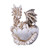 A white and light brown dragon skeleton hatchling emerging from a speckled eggshell, featuring detailed facial and body structures.
