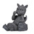 Playful gray dragon sculpture sitting on a rock, picking its nose with a clawed finger and wearing a mischievous smile.