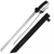 Attack on Titan Sword replica with carbon steel blade, black textured handle, and matching black sheath for anime cosplay and display.