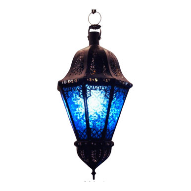 Midnight Blue Moroccan Hanging Lantern - Ice Imports