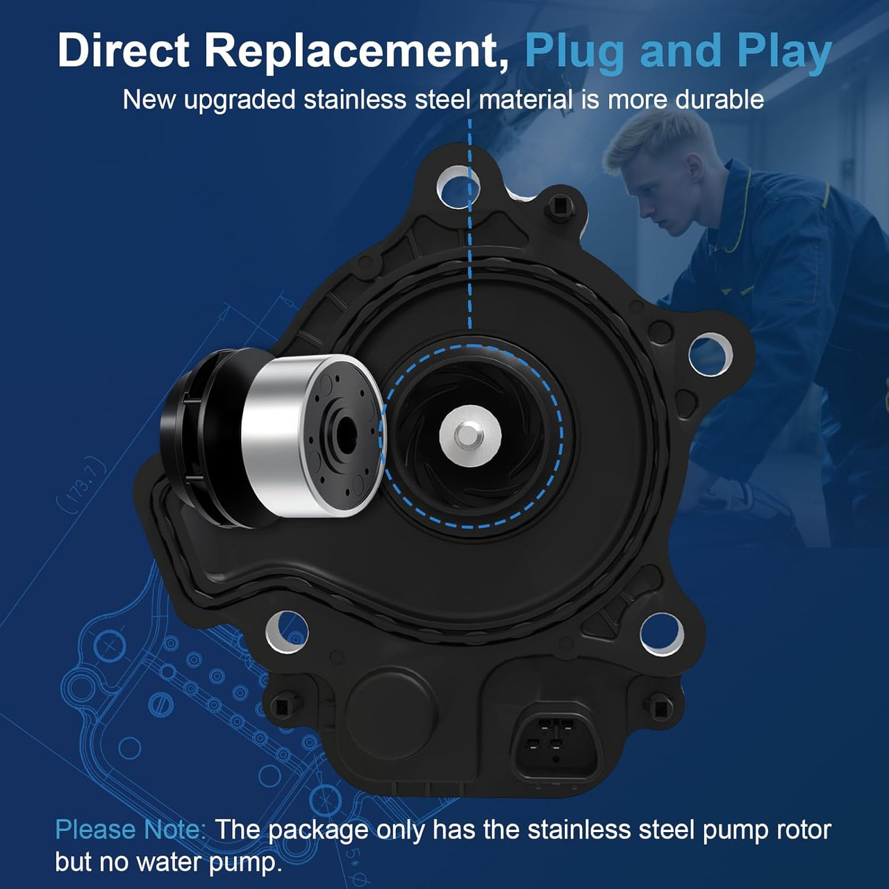 Upgrade Stainless Steel Electric Water Pump Rotor Compatible for Toyota Prius 2010 -2022 / Lexus CT200h  2010-2016