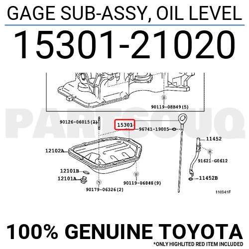 2004-2009 Toyota Prius 15301-21020 Oil Level Dipstick