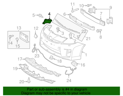 Front Bumper Side Retainer (Left) for 2010-2015 Toyota Prius