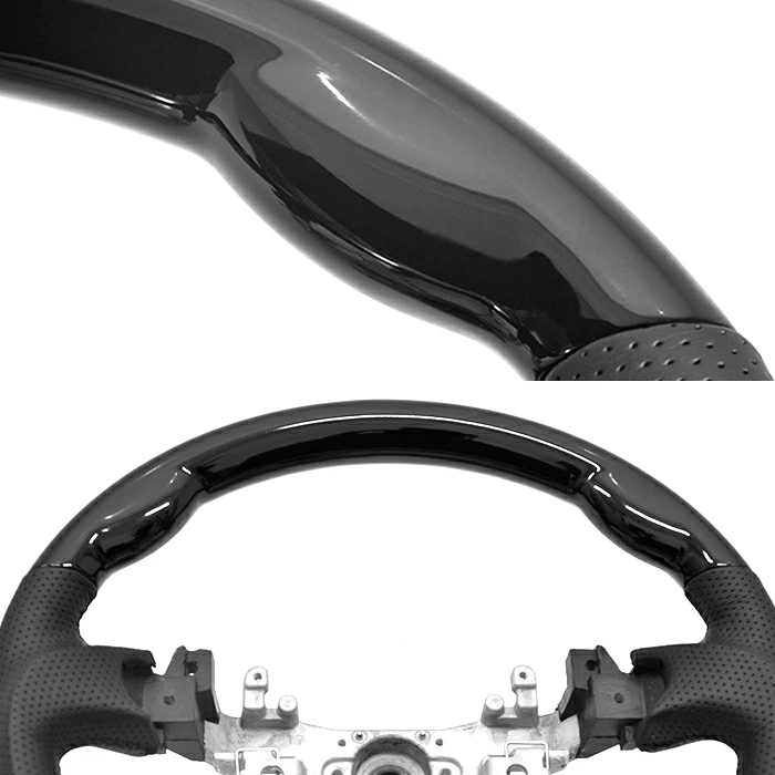Piano Black Leather Steering Wheel for Toyota Prius 2010-2015 / Prius V - Upgrade Your Interior with Gun Grip Style