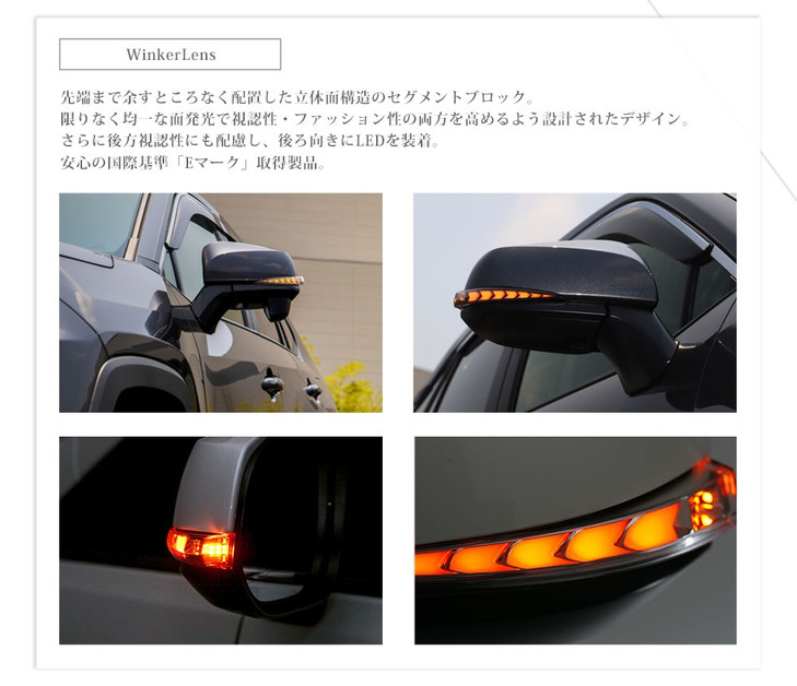 Flowing turn signal lens for RAV4 door mirror with sequential function