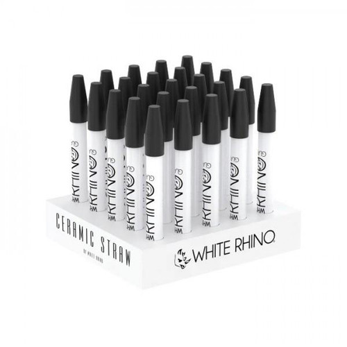  White Rhino White Cream Dab Straw With Silicone Cap 25ct Display  at The Cloud Supply