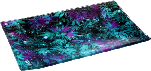 V Syndicate V Syndicate Shatterproof Glass Rolling Tray - Medium - Cosmic Chronic at The Cloud Supply
