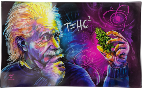 V Syndicate V Syndicate Shatterproof Glass Rolling Tray - Medium - THC2 Einstein classic at The Cloud Supply