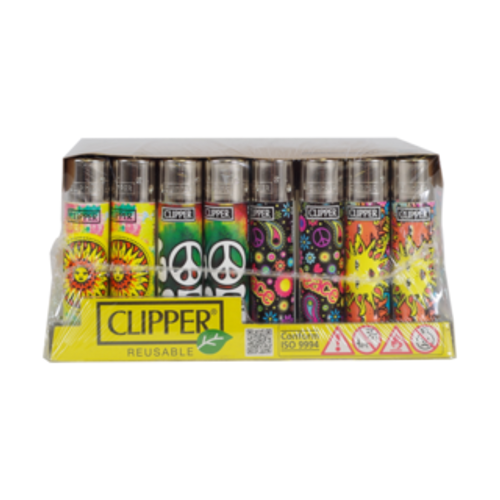  Clipper Lighters 48ct Display - Hippie 4 Design  at The Cloud Supply