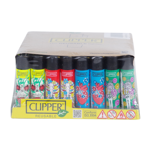 Clipper Clipper Lighters 48ct Display - New Rotational Skulls 6 Design at The Cloud Supply