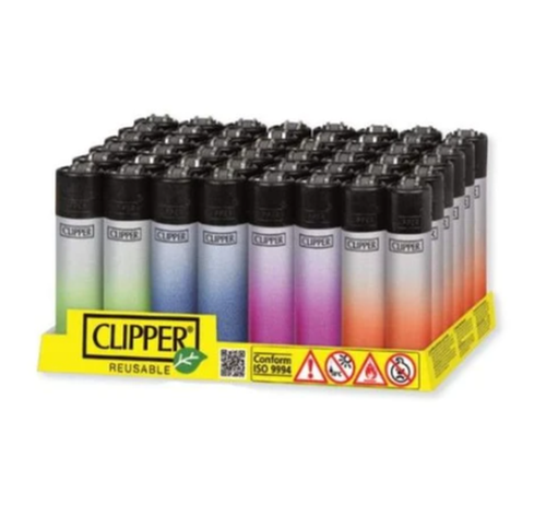 Clipper Clipper Lighters 48ct Display - New Rotational Metal Silver Gradient Design at The Cloud Supply