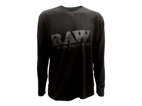 RAW RP X Raw 100percent Modal Long Sleeve V-Neck - Black at The Cloud Supply