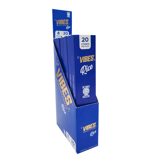 Vibes Rice Blue Cones King Size - 8pk 20 Per Pack at The Cloud Supply