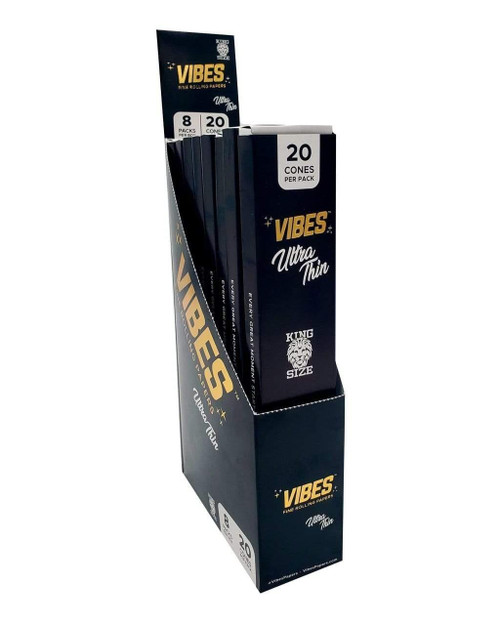 Vibes Ultra Thin Black Cones King Size - 8pk 20 Per Pack at The Cloud Supply