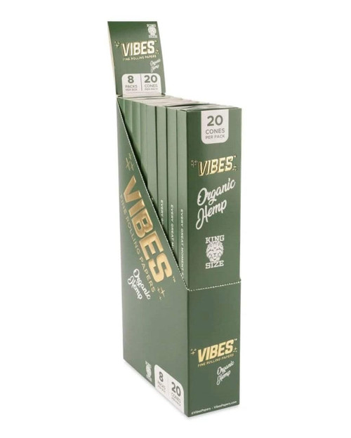 Vibes Organic Hemp Green Cones King Size - 8pk 20 Per Pack at The Cloud Supply