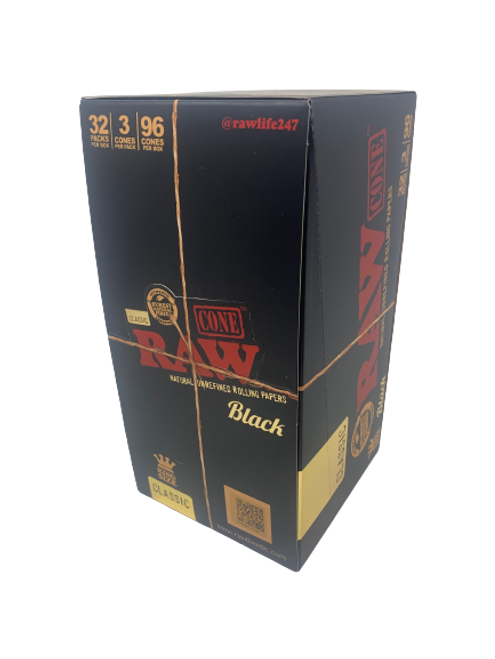 RAW Classic Black Cones King Size 3ct - 32pk at The Cloud Supply