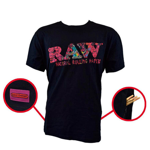 RAW RP X Raw 100percent Cotton Shirt - Ghost Shrimp Raw Logo With Side Zipper Pocket - Black XL at The Cloud Supply