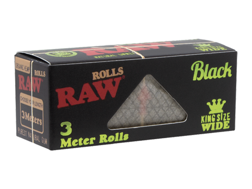 RAW Raw Black Organic Hemp Rolls King Size Wide 3 Meter Rolls - 12pk at The Cloud Supply