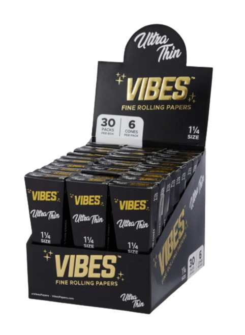 Vibes Cones 1 1/4 - Coffin Ultra Thin Black at The Cloud Supply