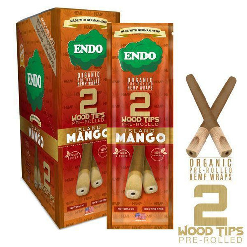 Endo Hemp Wraps Pre-Rolled With Wood Tips 15pk - 2 Per Pack  at The Cloud Supply