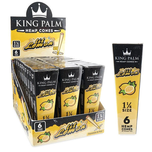 King Palm Hemp Cones 1 1/4 6ct - 30 Packs Per Display - Lil Lemon  at The Cloud Supply