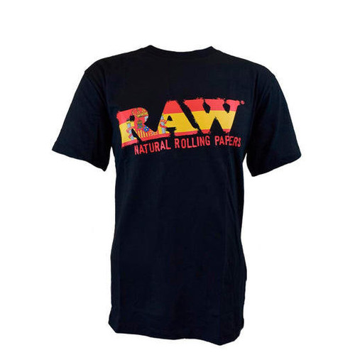 RAW RP x Raw 100% Cotton Black Shirt Spanish Flag Raw Logo With Side Zipper Pocket - Large  at The Cloud Supply
