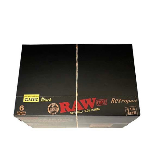 RAW Raw Black Classic Retro Cones 1 1/4 (1.25) 32pk - 6 Per Pack  at The Cloud Supply