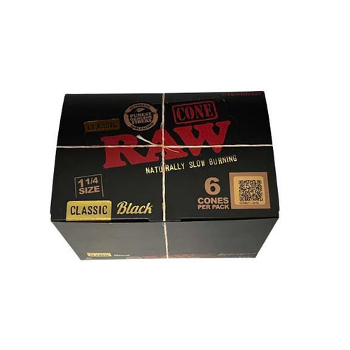 RAW Raw Black Classic Retro Cones 1 1/4 (1.25) 32pk - 6 Per Pack  at The Cloud Supply