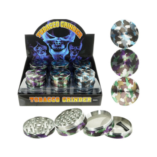 No Brand Camo Pattern Design 55mm 4 Part Alloy Tobacco Grinder - 12pk  at The Cloud Supply