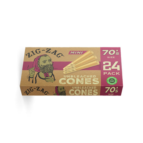 Zig Zag Unbleached 70's Cones - 12pk 24 Per Pack  at The Cloud Supply