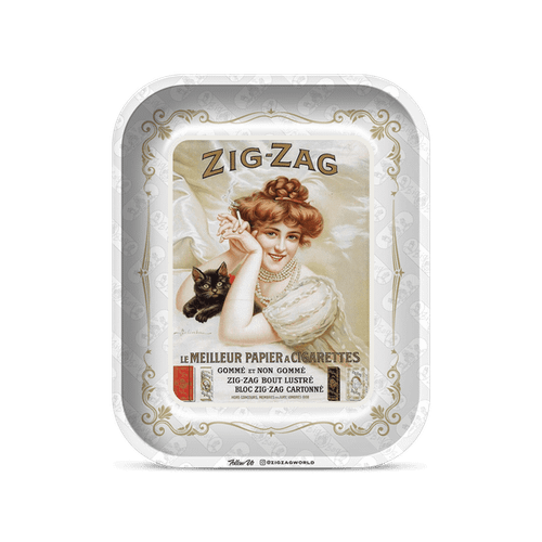  Zig Zag Rolling Tray Large - Vintage White  at The Cloud Supply