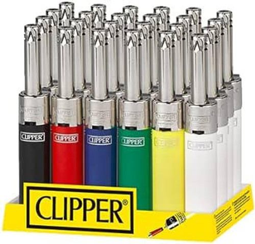  Clipper Lighters 24ct Display -  Tube Style Solid Assorted Colors  at The Cloud Supply