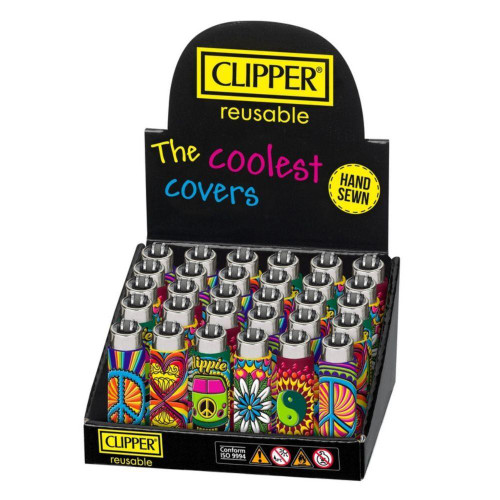  Clipper Lighters 30ct Cover Design Display Pop Hippie Passion  at The Cloud Supply