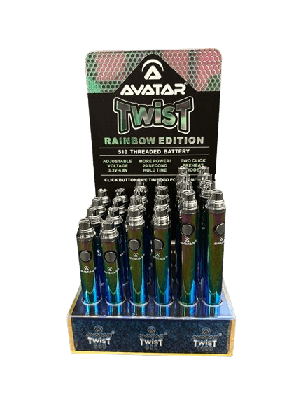 Avatar Twist 510 Threaded Battery 650mAh-900mAh-1100mAh 8pc each Rainbow Edition Avatar Smoke Shop The Cloud Supply