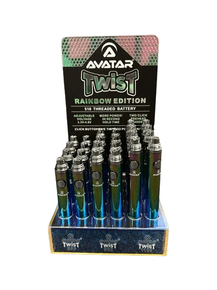  Avatar Twist 510 Threaded Battery 650mAh-900mAh-1100mAh 8pc each Rainbow Edition  at The Cloud Supply