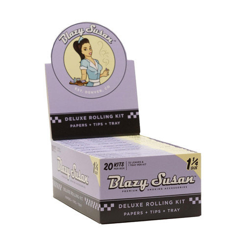  Blazy Susan Purple Rolling Paper 1 1/4 Slim Deluxe Kit 32ct - 20pk  at The Cloud Supply