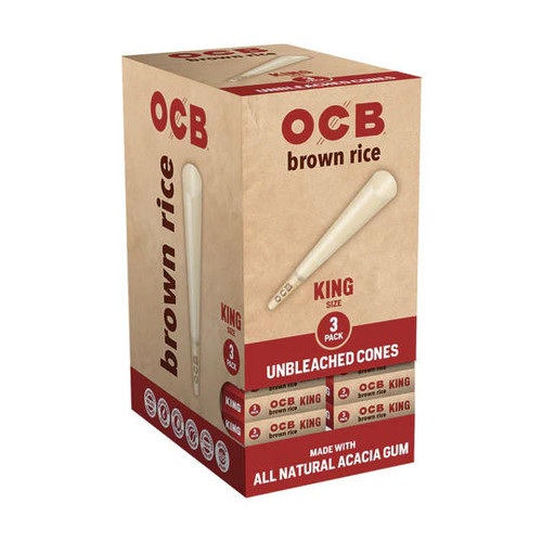  OCB Brown Rice Cones King Size 3ct - 24pk  at The Cloud Supply