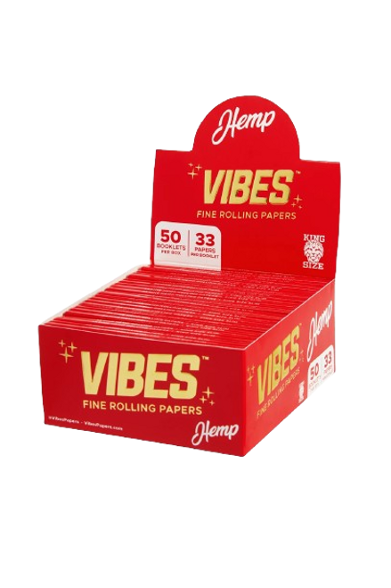  Vibes Hemp (Red) Rolling Papers With Filters King Size Slim - 24pk  at The Cloud Supply