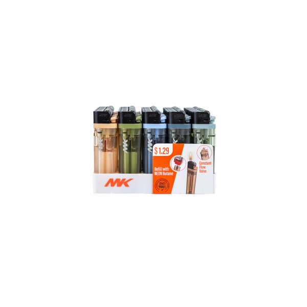 MK Plus Five Assorted Color Refillable Lighter 50ct (ZY-6A)